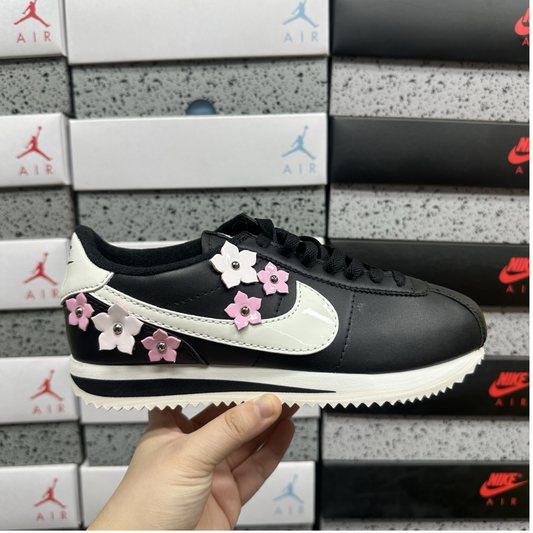Nike Cortez Leather Florette - Black Pink Rise
