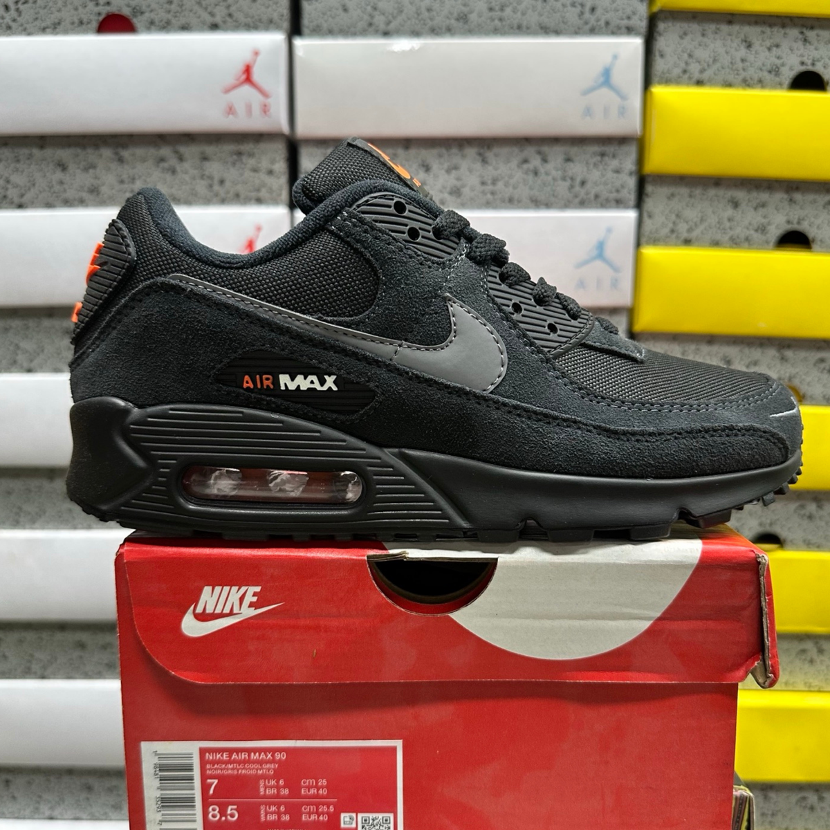 Nike Air Max 90 - Black Metallic Cool Grey Orange