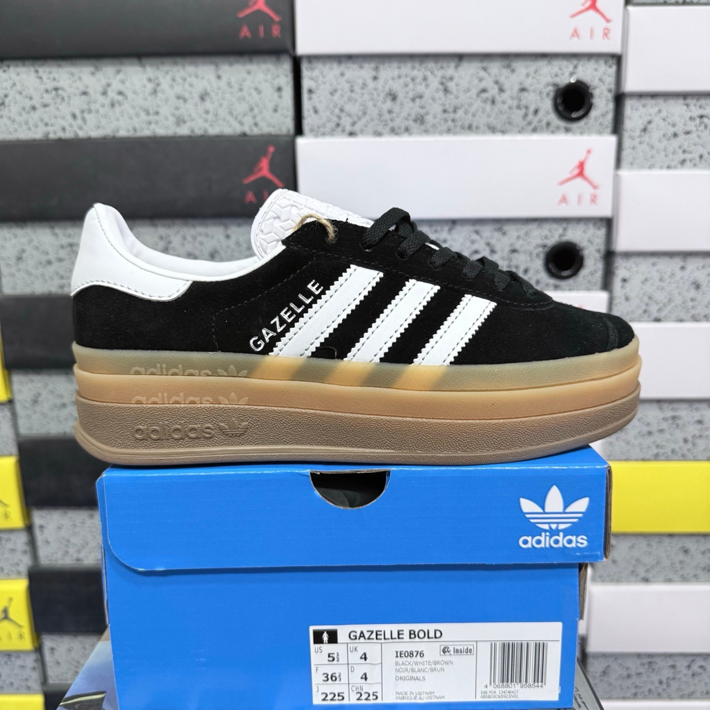Adidas Gazelle Bold - Black White Brown