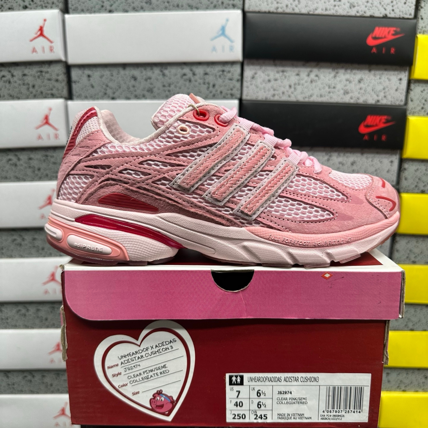 UNHEARD OF x Adidas Adistar Cushion - Clear Pink/Semi Collegiate Red