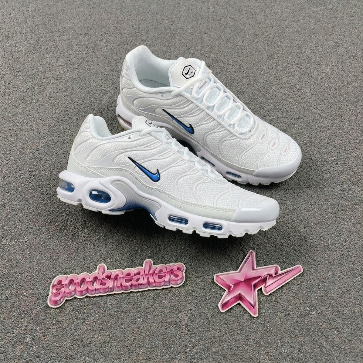 Nike Air Max Plus - White Black Blue Crystal