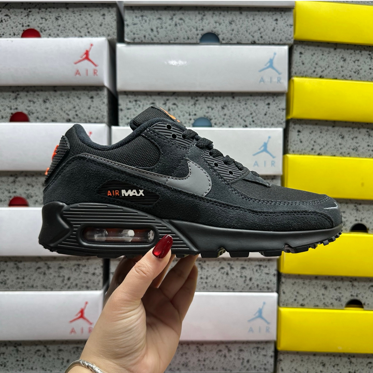 Nike Air Max 90 - Black Metallic Cool Grey Orange