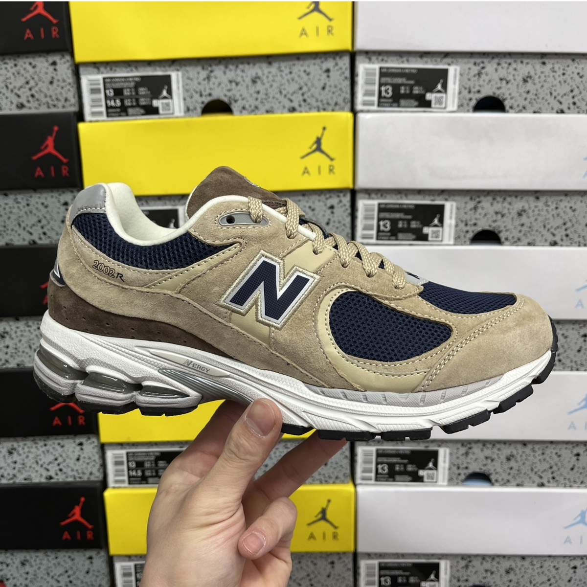 New Balance 2002R - Beige Navy Blue