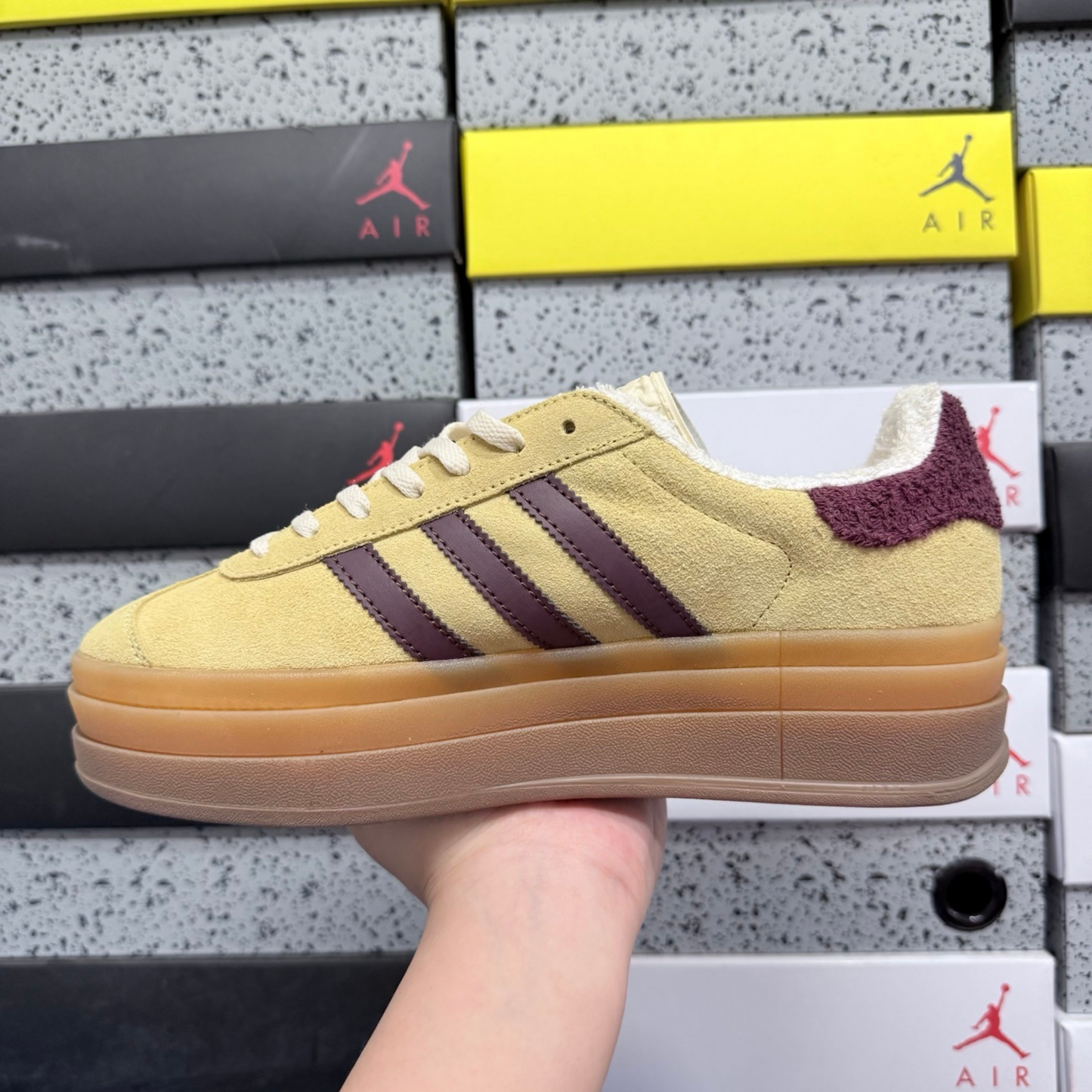 Adidas Gazelle Bold - Almost Yellow Maroon