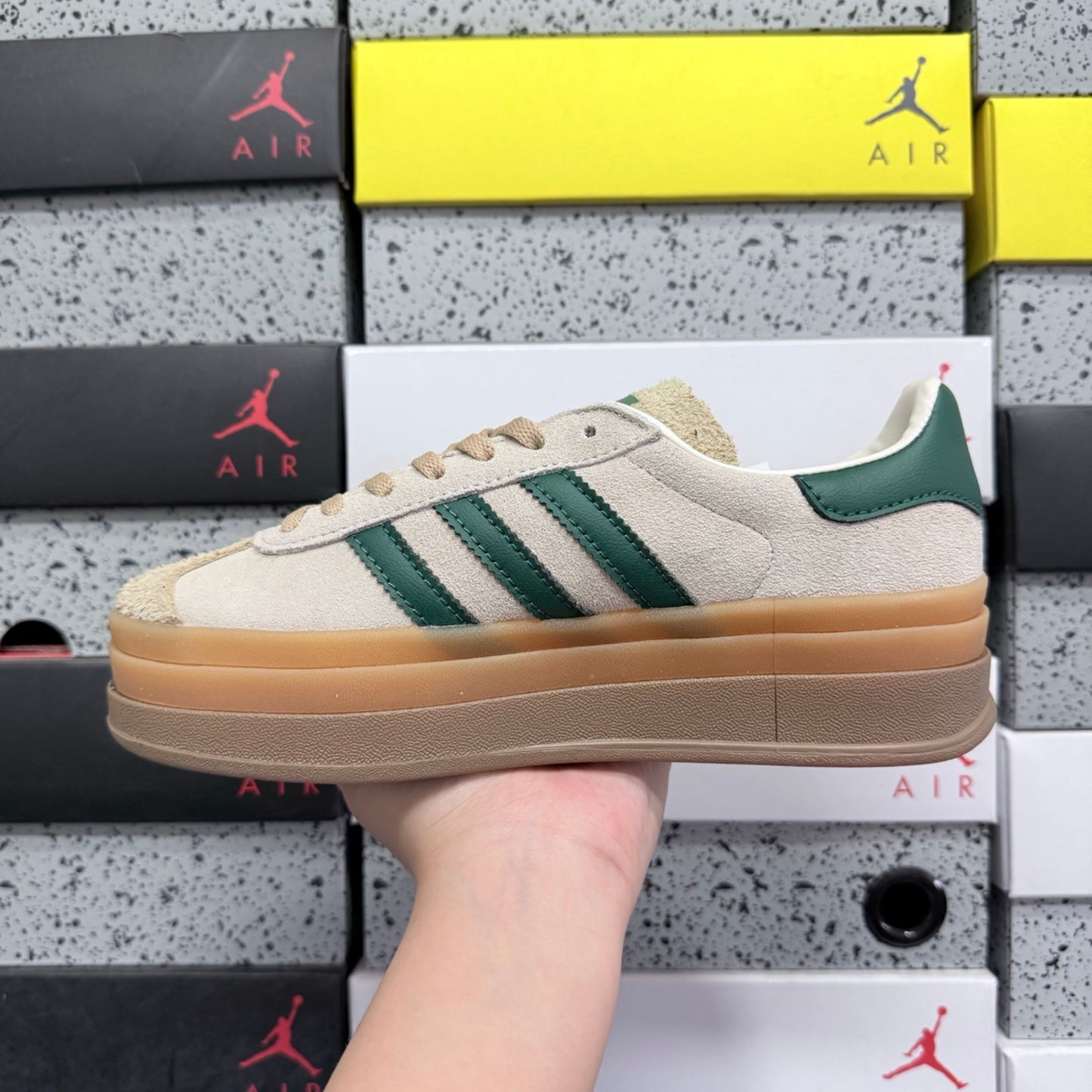 Adidas Gazelle Bold - Wonder White Collegiate Green