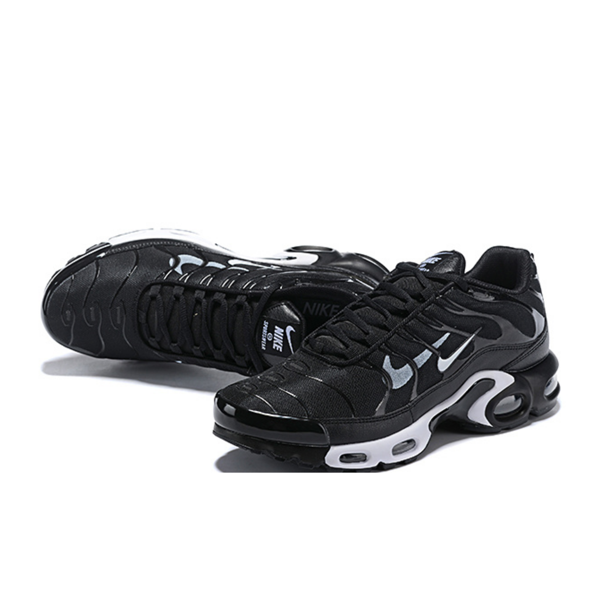 Nike Air Max Plus - Black White Swoosh Print