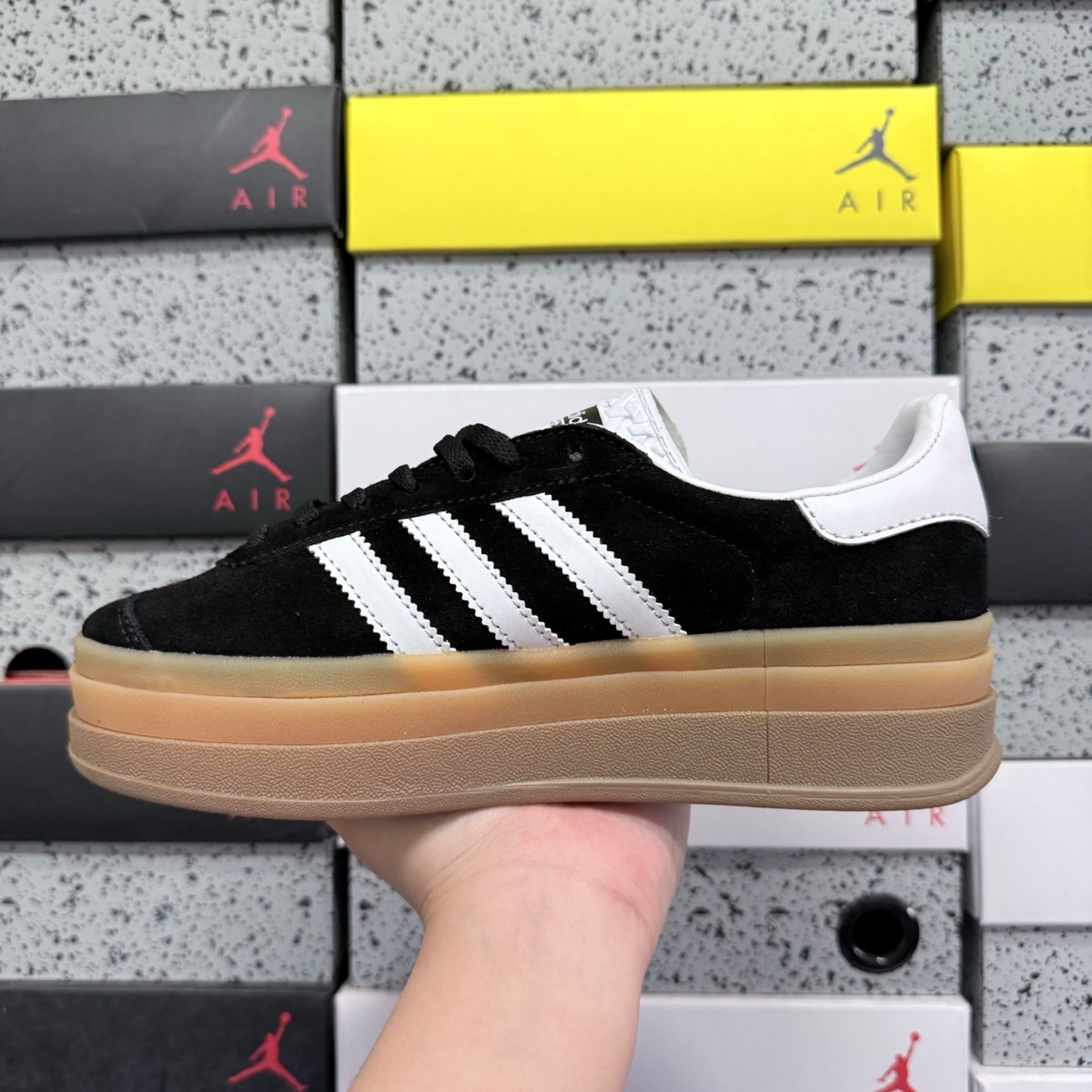 Adidas Gazelle Bold - Black White Brown