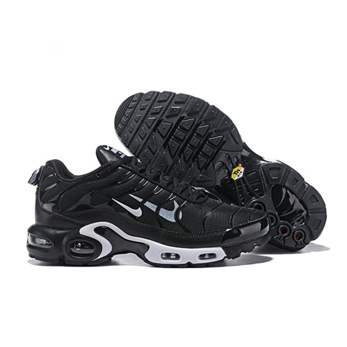 Nike Air Max Plus - Black White Swoosh Print
