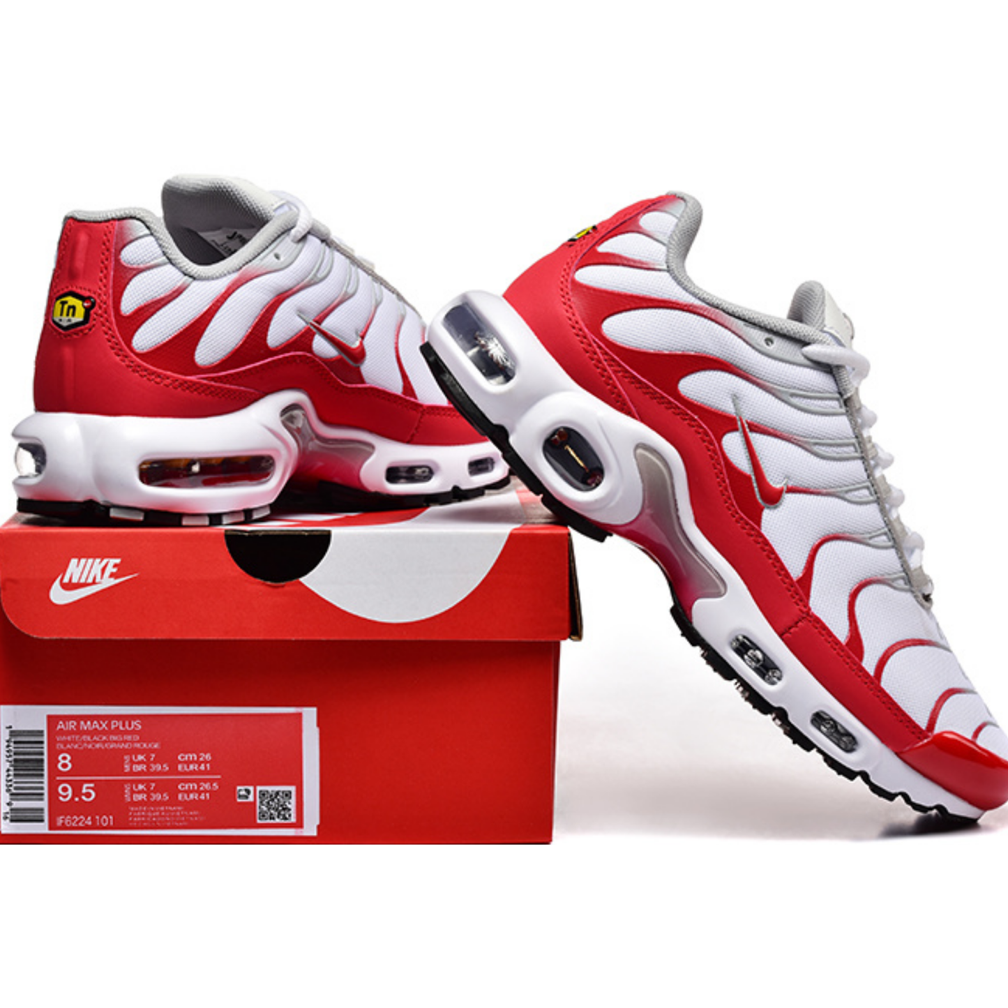 Nike Air Max Plus - White University Red Wolf Grey
