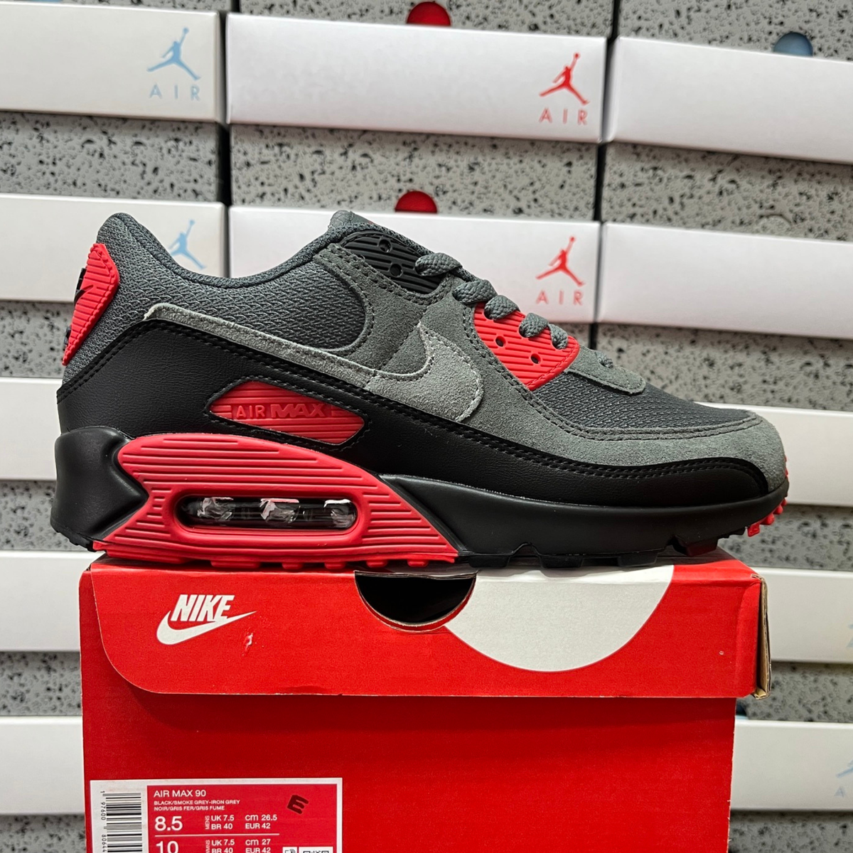 Nike Air Max 90 - Iron Grey Fire Red