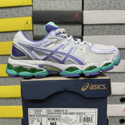 Asics Gel Nimbus 16 - White / Periwinkle / Mint