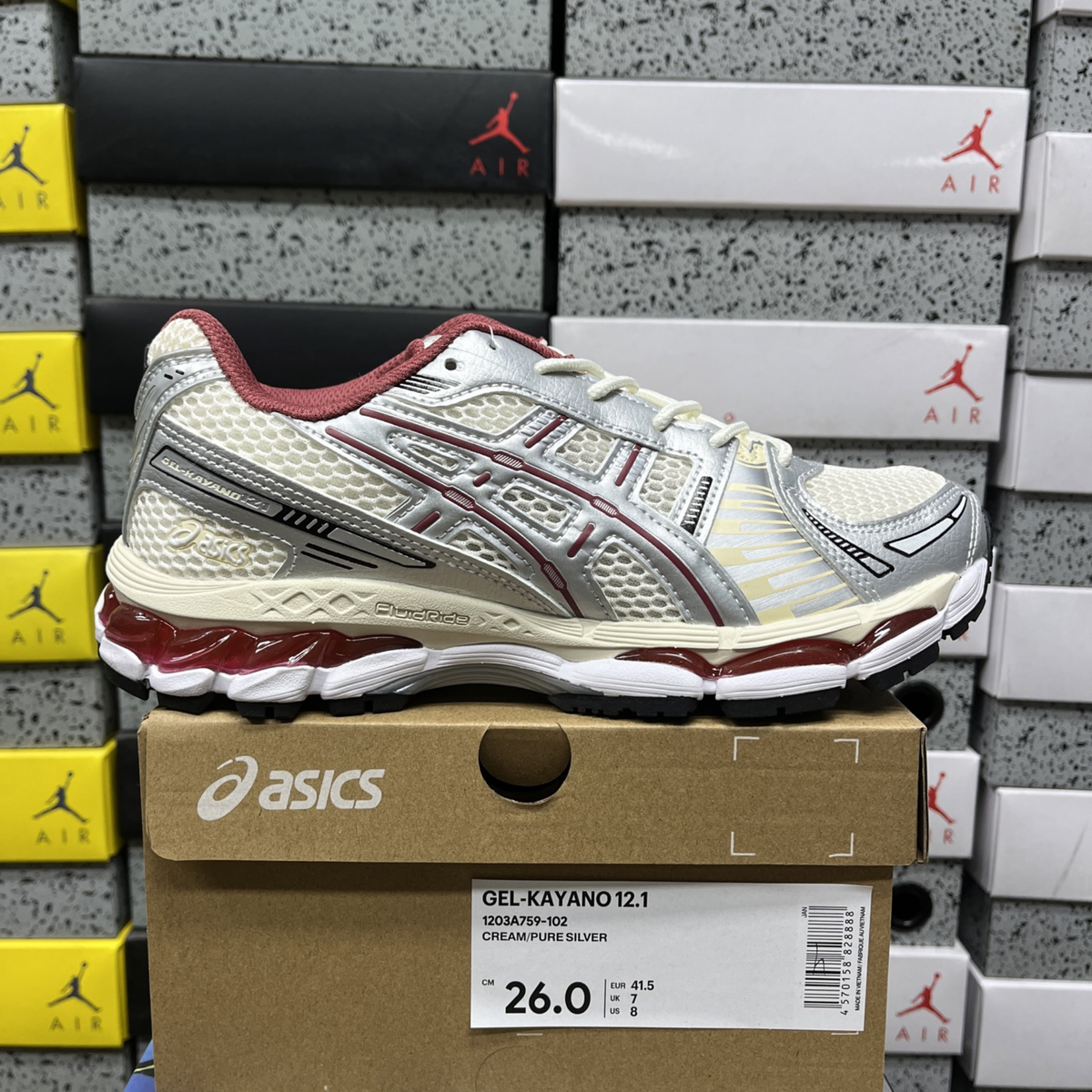 Asics Gel Kayano 12.1 - Cream Pure Silver Burgundy