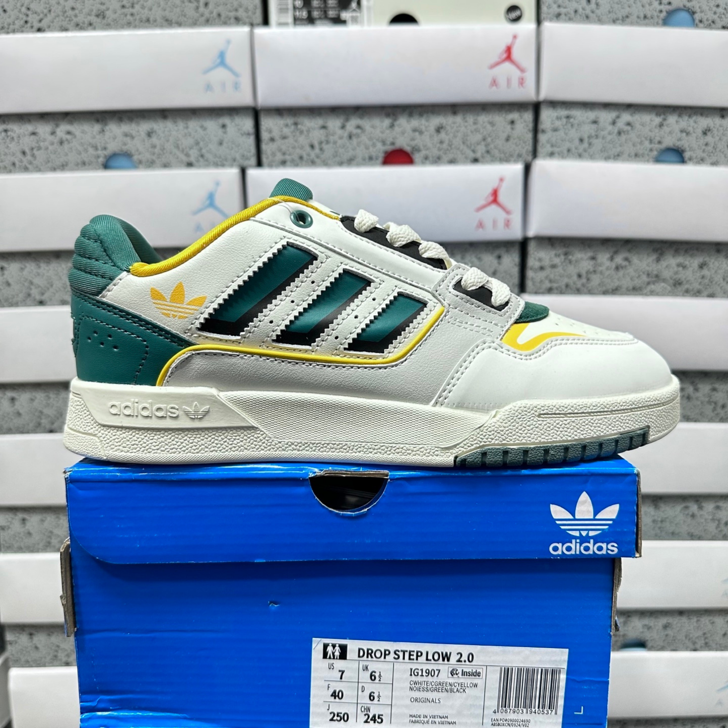 Adidas Drop Step Low 2.0 - White / Collegiate Green / Cyber Yellow